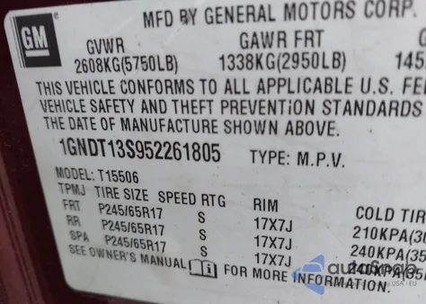 2005 Chevrolet Trailblazer Ls z USA, uszkodzony, nr VIN 1GNDT13S952261805